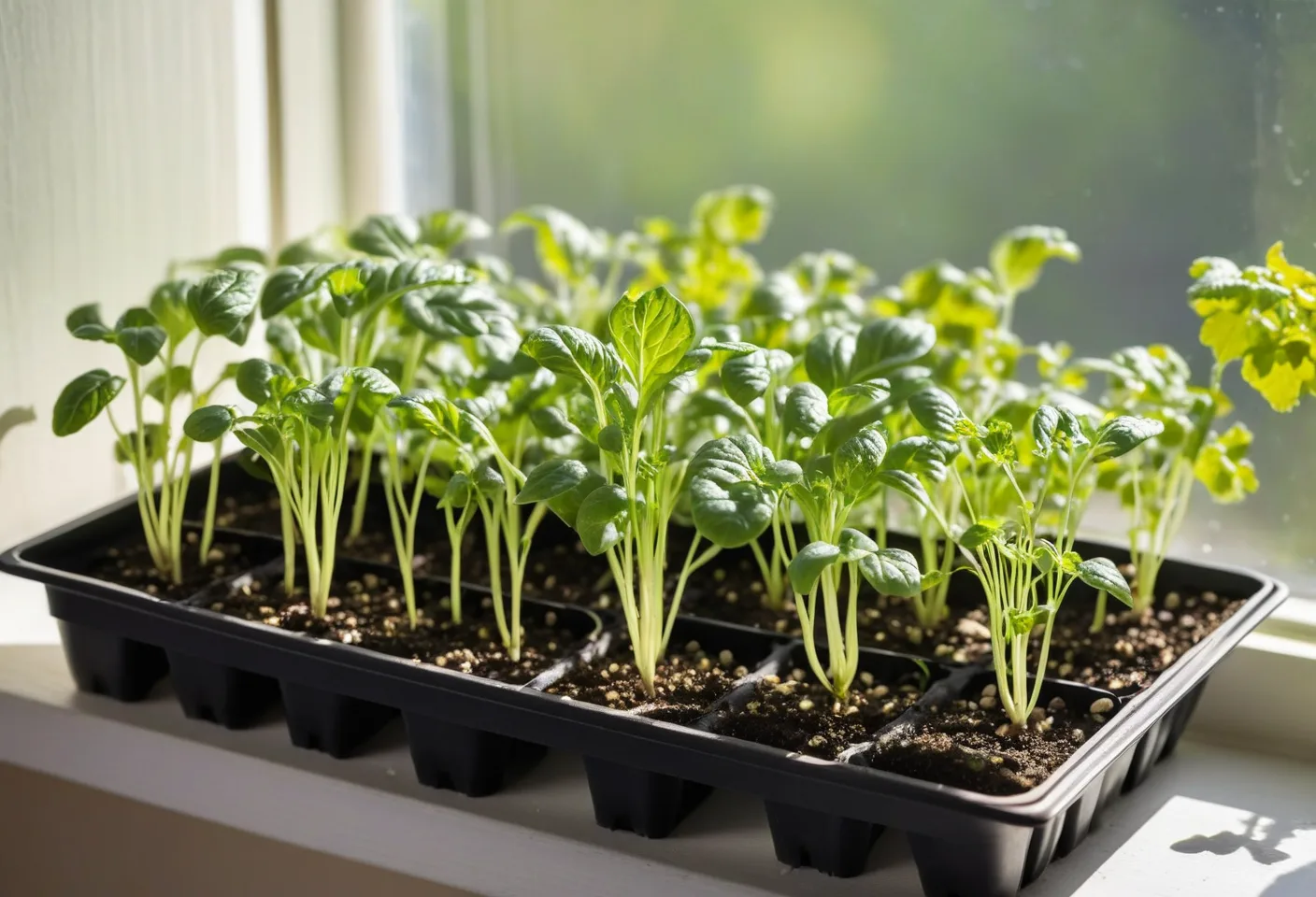 Seedlings under a window