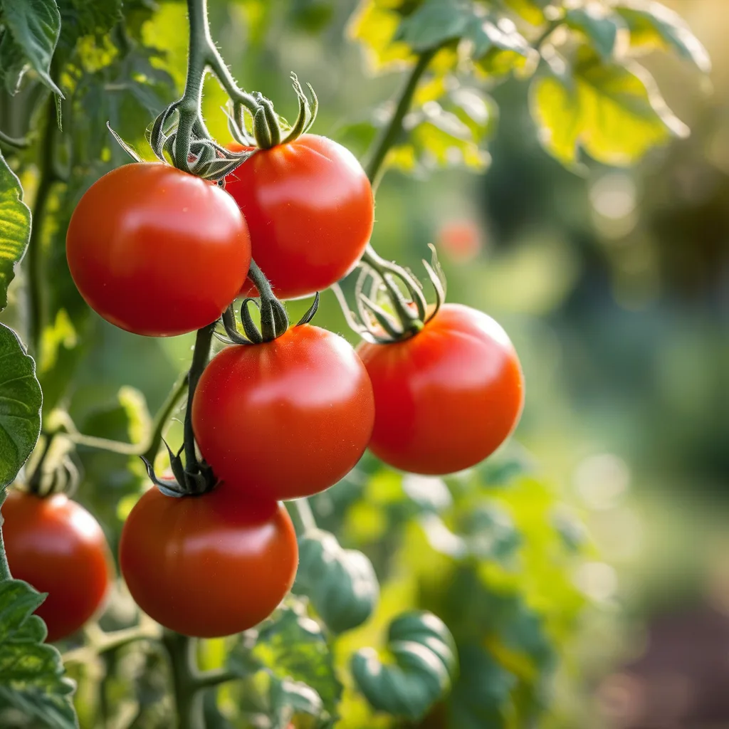 Ripe tomatoes on the vine